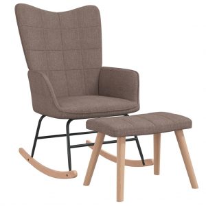 Stolica za ljuljanje s osloncem za noge smeđe-siva od tkanine