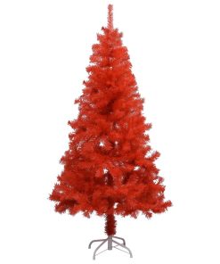 Umjetno božićno drvce LED s kuglicama crveno 120 cm PVC