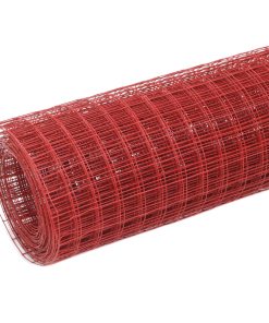 Žičana mreža od čelika s PVC oblogom za kokoši 10 x 1 m crvena