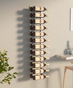 Zidni stalak za vino za 24 boce bijeli željezni