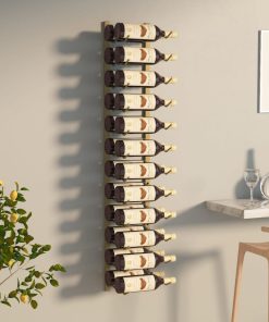 Zidni stalak za vino za 24 boce zlatni željezni