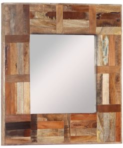 Zidno ogledalo od masivnog obnovljenog drva 50 x 50 cm