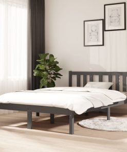 Okvir za krevet masivno drvo sivi 120 x 190 cm 4FT mali bračni