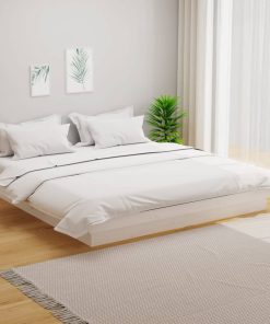 Okvir za krevet od masivnog drva bijeli 200 x 200 cm