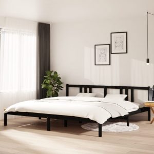 Okvir za krevet od masivnog drva crni 200 x 200 cm