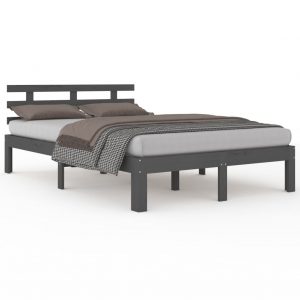 Okvir za krevet od masivnog drva sivi 135x 190 cm 4FT6 bračni