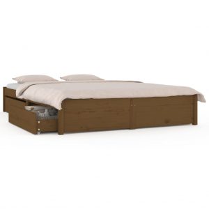 Okvir za krevet s ladicama smeđa boja meda 200 x 200 cm
