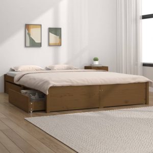 Okvir za krevet s ladicama smeđa boja meda 200 x 200 cm