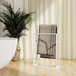 Samostojeći stalak za ručnike bijeli 48 x 24 x 78