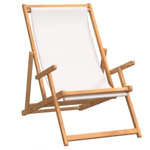 Sklopiva stolica za plažu od masivne tikovine krem