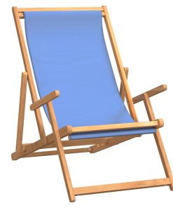 Sklopiva stolica za plažu od masivne tikovine plava