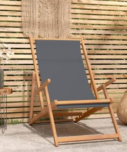 Sklopiva stolica za plažu od masivne tikovine siva