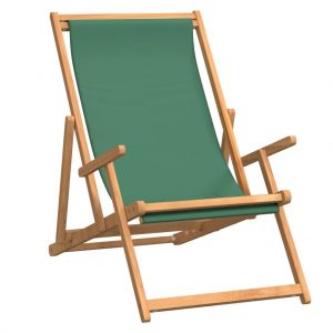 Sklopiva stolica za plažu od masivne tikovine zelena