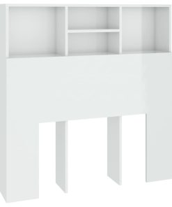 Uzglavlje s ormarićem visoki sjaj bijelo 100 x 19 x 103