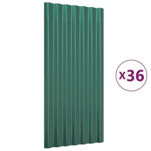 Krovni paneli 36 kom od čelika obloženog prahom zeleni 80x36 cm