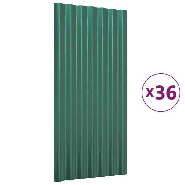 Krovni paneli 36 kom od čelika obloženog prahom zeleni 80x36 cm