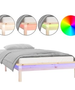 LED okvir za krevet 90 x 200 cm od masivnog drva