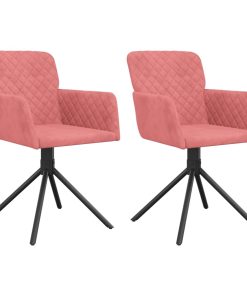 Okretne blagovaonske stolice 2 kom ružičaste baršunaste