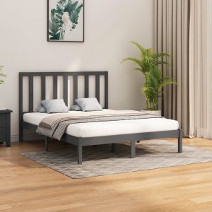 Okvir za krevet od masivne borovine sivi 140 x 200 cm