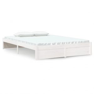 Okvir za krevet od masivnog drva bijeli 135x190 cm 4FT6 bračni