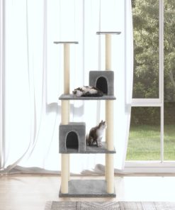 Penjalica za mačke sa stupovima za grebanje svjetlosiva 141 cm