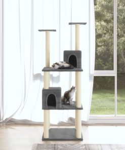 Penjalica za mačke sa stupovima za grebanje tamnosiva 141 cm