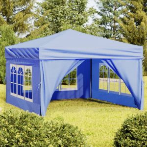 Sklopivi šator za zabave s bočnim zidovima 3 x 3 m plavi