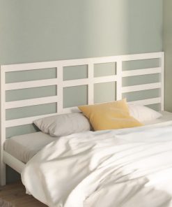 Uzglavlje za krevet bijelo 206 x 4 x 104 cm od masivne borovine