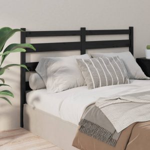Uzglavlje za krevet crno 141 x 4 x 100 cm od masivne borovine