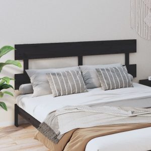 Uzglavlje za krevet crno 184 x 3 x 81 cm od masivne borovine