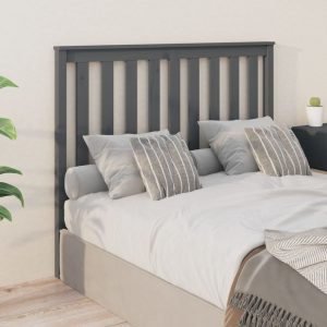 Uzglavlje za krevet sivo 126 x 6 x 101 cm od masivne borovine