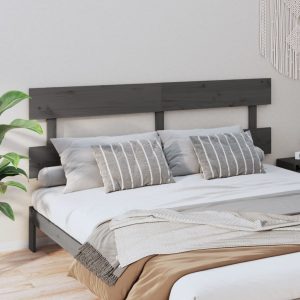 Uzglavlje za krevet sivo 184 x 3 x 81 cm od masivne borovine