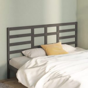 Uzglavlje za krevet sivo 186 x 4 x 104 cm od masivne borovine