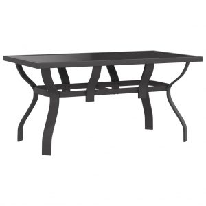 Vrtni stol sivo-crni 140 x 70 x 70 cm od čelika i stakla