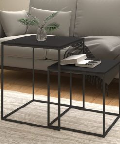 2-dijelni set stolića za kavu od konstruiranog drva i metala