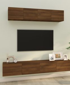 4-dijelni set TV ormarića boja smeđeg hrasta konstruirano drvo