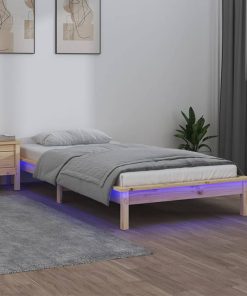 LED Okvir za krevet 90x190cm 3FT jednokrevetni od masivnog drva
