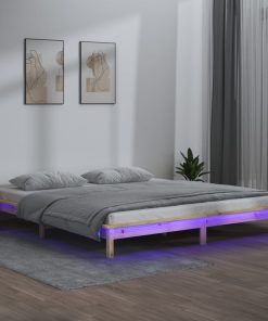 LED okvir za krevet 140 x 190 cm od masivnog drva