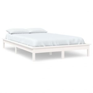 Okvir za krevet bijela 140x190 cm od masivnog drva