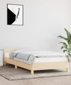 Okvir za krevet s uzglavljem krem 100x200 cm od tkanine