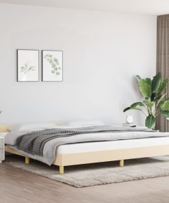 Okvir za krevet s uzglavljem krem 180 x 200 cm od tkanine