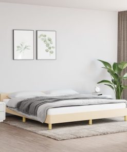 Okvir za krevet s uzglavljem krem 180 x 200 cm od tkanine