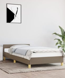 Okvir za krevet s uzglavljem smeđesivi 90x200 cm od tkanine