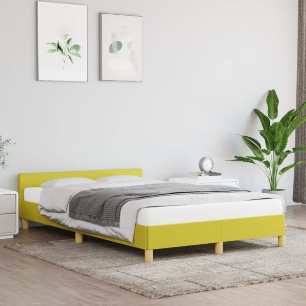 Okvir za krevet s uzglavljem zeleni 120x200 cm od tkanine