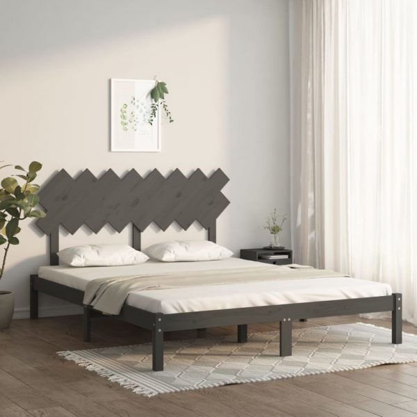 Okvir za krevet sivi 160x200 cm od masivne borovine