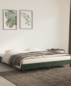 Okvir za krevet tamnozeleni 180x200 cm baršunasti