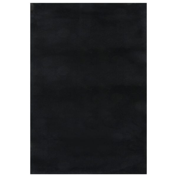 Perivi mekani čupavi tepih 160 x 230 cm protuklizni crni