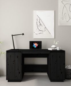 Radni stol crni 140 x 50 x 75 cm od masivne borovine