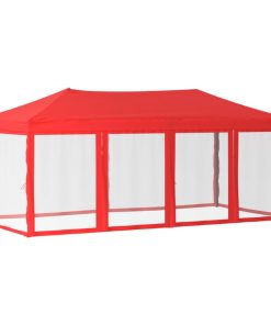 Sklopivi šator za zabave s bočnim zidovima 3 x 6 m crveni
