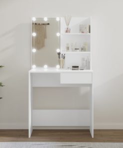 Toaletni stolić s LED svjetlima bijeli 74